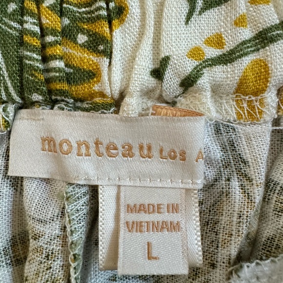MONTEAU LOS ANGELES wide Leg Shorts CLASSIC L Large Tropical print. Pock… NICE - Picture 9 of 11